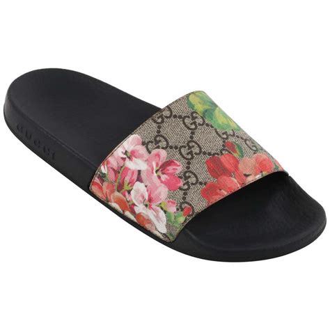 gucci floral strap woodslide|Gucci slide sandals.